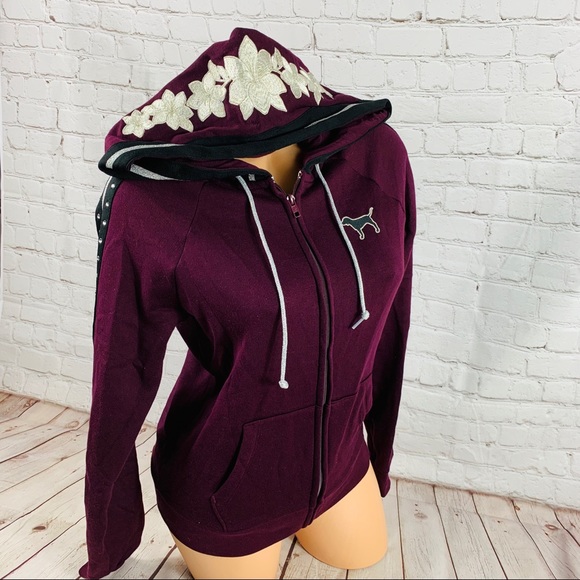 VS PINK Rhinestone BLING Zip Hoodie Sweatshirt - Picture 5 of 8